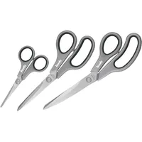 KWB Scheren-Set aus Edelstahl, 3-teilig - Vielfältige Einsatzmöglichkeiten - Ergonomische Griffe - Für Rechts- und Linkshänder - Schwarz