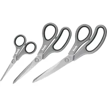 KWB Scheren-Set aus Edelstahl, 3-teilig - Vielfältige Einsatzmöglichkeiten - Ergonomische Griffe - Für Rechts- und Linkshänder - Schwarz