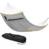 Sekey Hängematte Doppelhängematte mit Kissen bis 200 kg belastbar für 2 Personen XXL Hängesessel für Garten Balkon Camping Outdoor St... - Grau