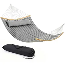 Sekey Hängematte Doppelhängematte mit Kissen bis 200 kg belastbar für 2 Personen XXL Hängesessel für Garten Balkon Camping Outdoor St... - Grau