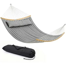 Sekey Hängematte Doppelhängematte mit Kissen bis 200 kg belastbar für 2 Personen XXL Hängesessel für Garten Balkon Camping Outdoor St... - Grau