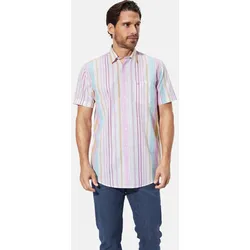Kurzarmhemd BABISTA "Kurzarmhemd MELOR", Herren, Gr. XL, weit, weiß (rosa gestreift), Obermaterial: 100% Baumwolle CO., Hemden