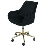 Mendler Bürostuhl HWC-J62, Drehstuhl Schreibtischstuhl Lehnstuhl Stuhl, Samt mit Armlehne goldenes Fußkreuz schwarz