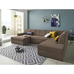 Wohnlandschaft DOMO COLLECTION "Topper U-Form", braun, B:320cm H:78cm T:213cm, Sofas, wahlweise mit Bettfunktion