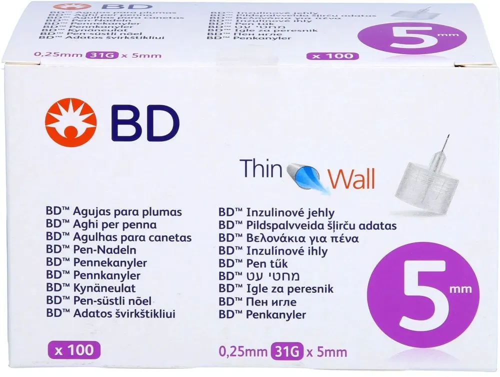 BD THIN Wall Pen-Nadeln 0,25 31 Gx5 mm 100 St
