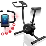 Physionics® Ergometer Heimtrainer - mit LCD-Display, Verstellbarer Sitz & Widerstand, mit Handpulssensoren, bis 100 kg, Schwarz - Hometrainer, Fahrradtrainer, Fitnessfahrrad