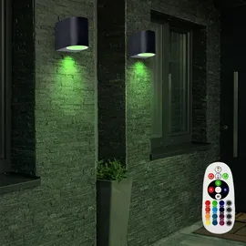 ETC Shop Wandstrahler Set RGB LED schwarz 7x8x9,4 cm