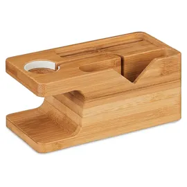 Relaxdays Ladestation, für Apple Watch & iPhone, Bambus, HxBxT: 6 x 14 x 6,5 cm, Handy-Station & Uhrenständer, Natur