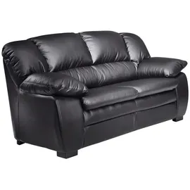 Mivano 2-Sitzer Sofa Casino, Bequeme Ledercouch mit moderner Kontrastnaht, 159 x 88 x 92, Kunstleder Schwarz,