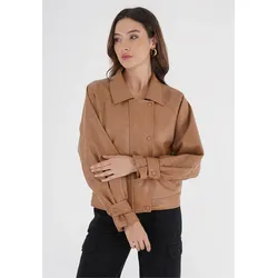 Outdoorjacke FRESHLIONS "Mina", Damen, Gr. XS, braun, 100% Polyester, unifarben, casual, Langarm, Jacken, mit Riegeln an den Ärmeln