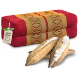 livasia Stützkissen Yogakissen (Classic) vegan und handgefertigt, 17x34x12cm, Kapok gelb|rot