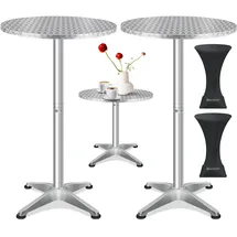 Kesser KESSER® 2in1 Stehtisch Bistrotisch Aluminium Edelstahlplatte höhenverstellbar 70cm / 115cm Partytisch Tisch In- & Outdoor Hochzeit Empfangstisch 4 Standfüße und Regencover