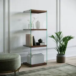 Dmora Bücherregal Dpersic, Büroregal, Mobiler Buchhalter, Bücherbrett, 40x35h120 cm, Nussbaum