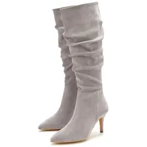 LASCANA Slouchy modischer Raffung vegan beige Damen Reißverschlussstiefel