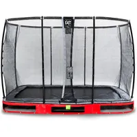 EXIT TOYS EXIT Elegant Premium Inground-Trampolin 214x366cm mit Deluxe Sicherheitsnetz - rot