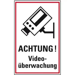 Schild I Hinweis-Kombischild Achtung! Videoüberwachung, Kunststoff, 200x300mm