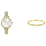 Lacoste Analog Quarzuhr für Damen mit Gelbgoldfarbenes Edelstahl-Mesh-Gliederarmband - 2001254 Armreif für Damen Kollektion DEXTRA - 2040023