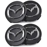 Auto Nabendeckel für Mazda 2 2014-2022, Nabenkappen Felgendeckel Radnabenabdeckung Felgenkappen Radnabendeckel Radnabenkappen Wheel Caps ABS Ersetzen Zubehör 4PCS,56MM-Black