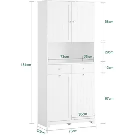 SoBuy Wäscheschrank mit 2 Schubladen Weiß 78x38x181cm