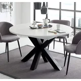 Esstisch schwarz weiss matt 110x78 cm Big System Rund Stern 110 Auszug