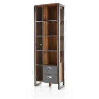Furn.design Vitrine Auburn Eiche Stirling und Matera grau 70