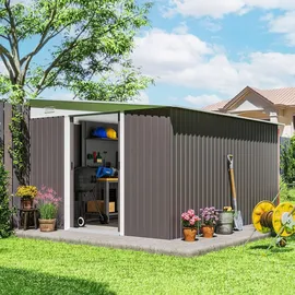 Outsunny Gerätehaus Stah 2,8 x 3,4 m Grau