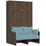 Itamoby Kentaro 120 cm Klappbett in Queensize-Größe mit Walnuss-Sofa, hellblau