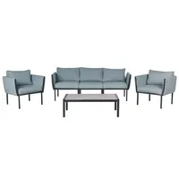 BELIANI Lounge Set Schwarz Stahl 4-Teilig 5-Sitzer mit Kissen Dunkelgrau Modern Terrasse Outdoor Garten Set 3-Sitzer Sofa 2 Sessel u. Couchtisch - Grau