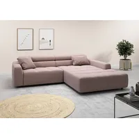 Candy 3C Candy Ecksofa »Denver auch mit Cord- und Easy care-Bezug, Kopfteilverstellung L-Form«, wahlweise. mit motorischer Sitztiefenverstellung, rosa