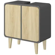 Vicco Waschbeckenunterschrank Arla Anthrazit/Goldkraft Eiche, 60 x 61 cm