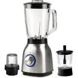 ibettertec Standmixer Standmixer, 3-in-1 Standmixer Mixer Smoothie Maker für Püree, 400,00 W, Multifunktionsmixer für Smoothie, Sauce schwarz|silberfarben