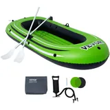 Vevor Schlauchboot 2-Personen-Fischerboot, Robustes Tragbares PVC-Floßkajak, inkl. 45,6 Zoll Aluminiumruder, Hochleistungspumpe und Angelrutenhalter, 226,8 kg Tragkraft für Erwachsene, Kinder