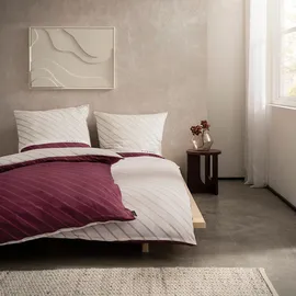 Bugatti Bettwäsche 155 x 220 cm - 100% Baumwolle, Reißverschluss, anschmiegsam, weich & waschbar, Mako Satinbettwäsche bugatti", rot (bordeaux, beige),