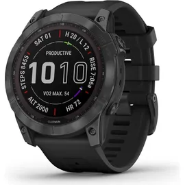 Garmin Fenix 7X Sapphire Solar schiefergraues DLC-Titan mit schwarzem Armband