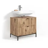livinity® Waschbeckenunterschrank Aterno, Viking Oak, 70 x 63 cm mit 2 ausziehbaren Schubladen
