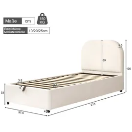 stilvora Polsterbett 90 x 200 cm Beige