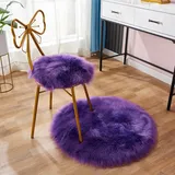 champracer Faux Lammfell Schaffell Teppich,Rund Hochflor Fluffy Teppich Plüsch Wohnzimmer Dicker Teppich,Kunstfell Teppich, Weicher und Flauschiger Teppich Wohnzimmer,Teppich Rund (Lila,30cm)