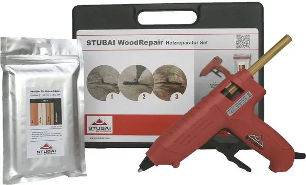 Stubai WoodRepair Holzreparatur-Set Astfüller Mix inkl. Heißklebepistole 180/80W