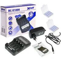XCell Schnellladegerät mit LCD-Display + 8x eneloop AAA Micro