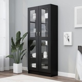 BULANED Vitrinenschrank, Vitrine, Wandschrank, Schrank Regal, Glasregal, Glasvitrine Stehend, Eckvitrine, Manga Regal, Schwarz 82,5x30,5x185,5 cm Spanplatte