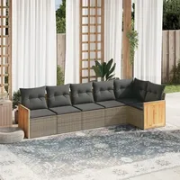 Gecheer 6-TLG. Gartenlounge Set, Gartenmöbel Lounge Sofa, Loungemöbel Terrasse, Balkon Lounge Set, Kissen, Polyrattan