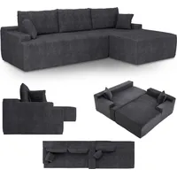 Juskys Sofa Coredo rechts, Cord Dunkelgrau