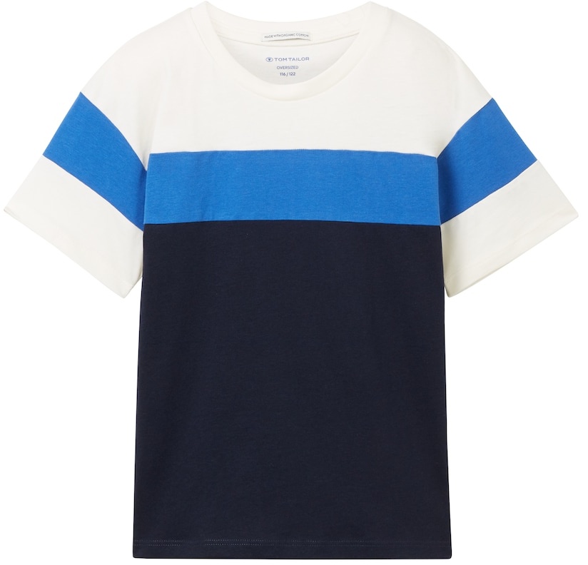 TOM TAILOR Jungen Oversized T-Shirt mit Bio-Baumwolle, blau, Colour Blocking, Gr. 92/98
