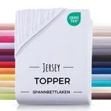 CARPE SONNO Topper Spannbettlaken 180x200 [100% Baumwolle & Oeko-TEX 100] Jersey Spannbettlaken Topper Bezug 180x200 [bis 10 cm Höhe] Bettlaken Topperbezug 180x200cm Spannbetttuch 180x200cm - Weiß