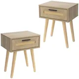 ML-Design 2er Set Nachttisch mit 1 Schublade 40x50,5x30 cm Eiche Optik,