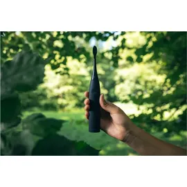 happybrush Elektrische Zahnbürste Eco VIBE 3 - Nachhaltige mit 6 Wochen Power-Akku inkl. 4 Aufsteckbürsten - AllBlack