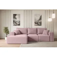 ALTDECOR Ecksofa mit Schlaffunktion und Bettkasten SERRA-L-S - 266x161x87 cm Rosa - Corner Sofa Bett Eckcouch Couch L-Form Schlafcouch Ausziehbar W... - Rosa
