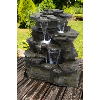 Köhko Springbrunnen Greifenstein Gartenbrunnen in Naturstein-Optik mit LED-Beleuchtung