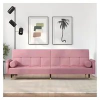 vidaXL Schlafsofa mit Kissen Rosa Samt