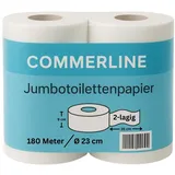 Commerline 30 Rollen Jumbo Toilettenpapier, Ø 23 cm Durchmesser, 2-lagig, weiß Klopapier, 180 m/Rolle, große Rollen Toilettenpapier für Restaurants, Hotels, Einkaufszentren